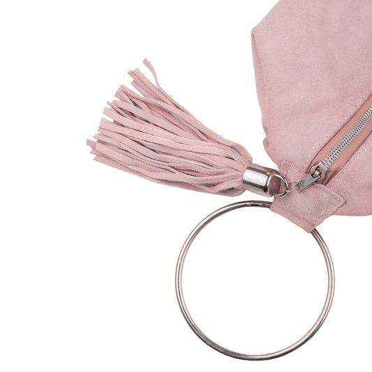 Roberto Cavalli FREEDOM Pink Suede Ring Bag