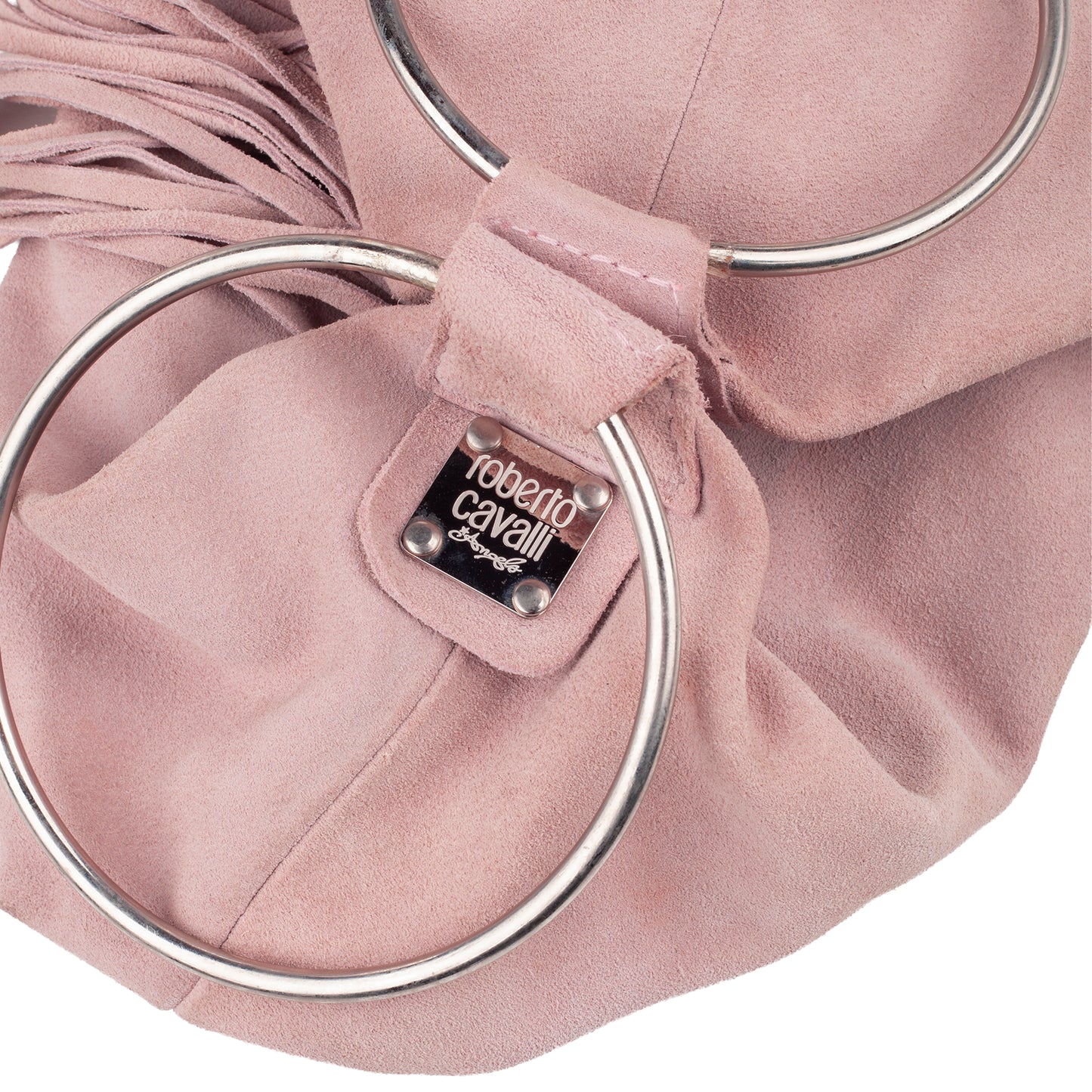 Roberto Cavalli FREEDOM Pink Suede Ring Bag