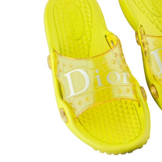 Dior Yellow Rubber Vintage Jelly Sandals