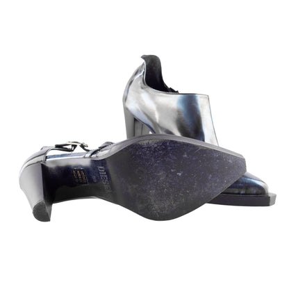 Diesel Metallic Gray/Blue Leather Ankle Boots