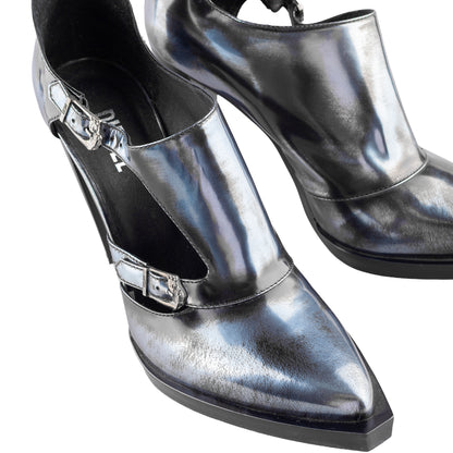 Diesel Metallic Gray/Blue Leather Ankle Boots