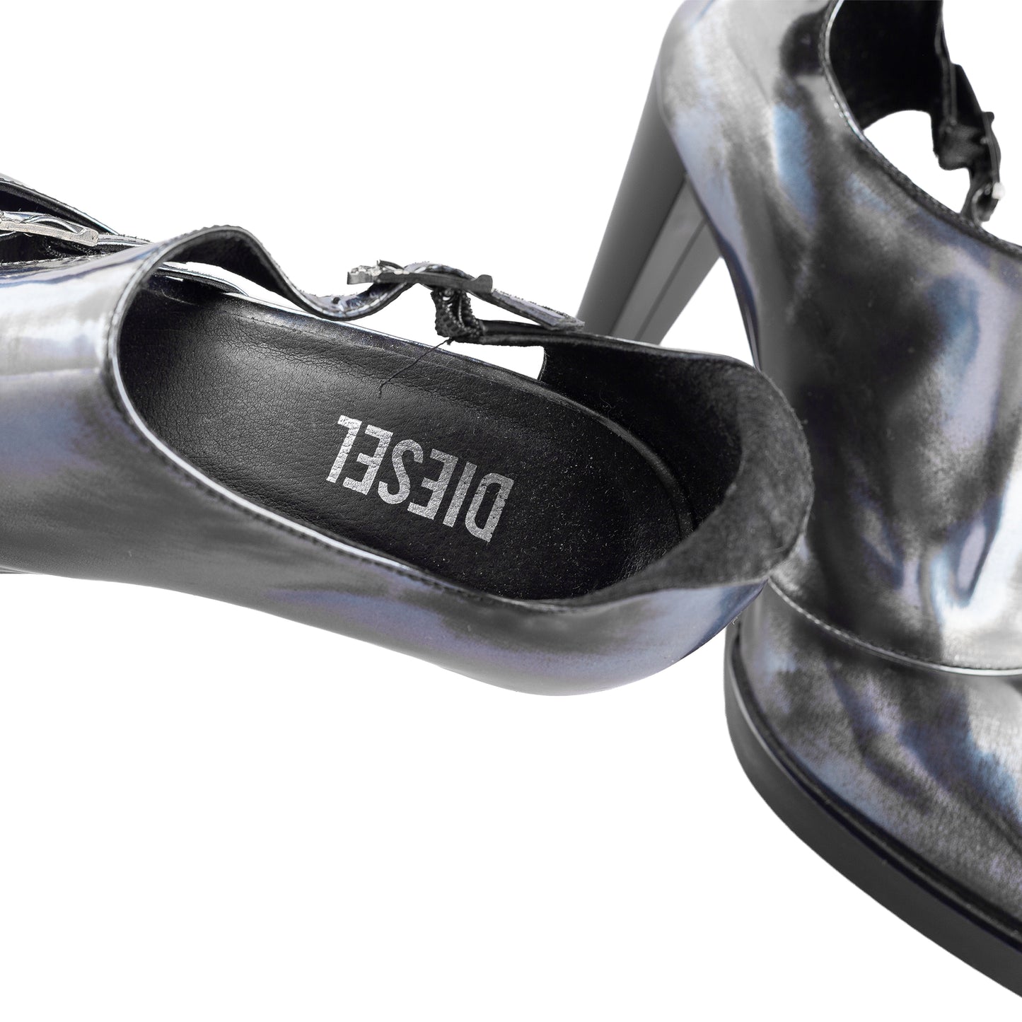Diesel Metallic Gray/Blue Leather Ankle Boots