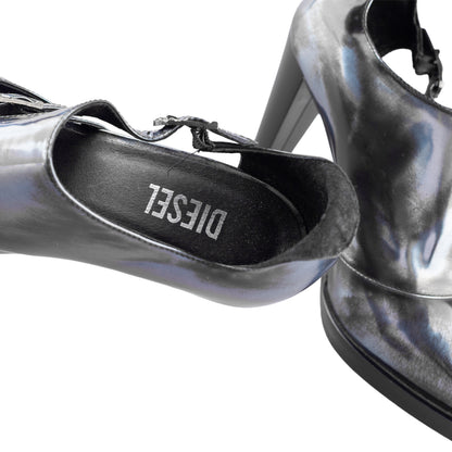 Diesel Metallic Gray/Blue Leather Ankle Boots