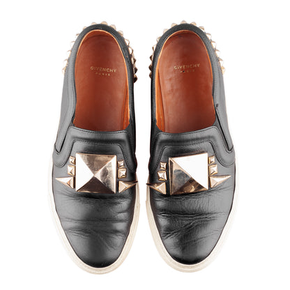 Givenchy Paris by Tisci Studded Black Leather Slip On Shoes