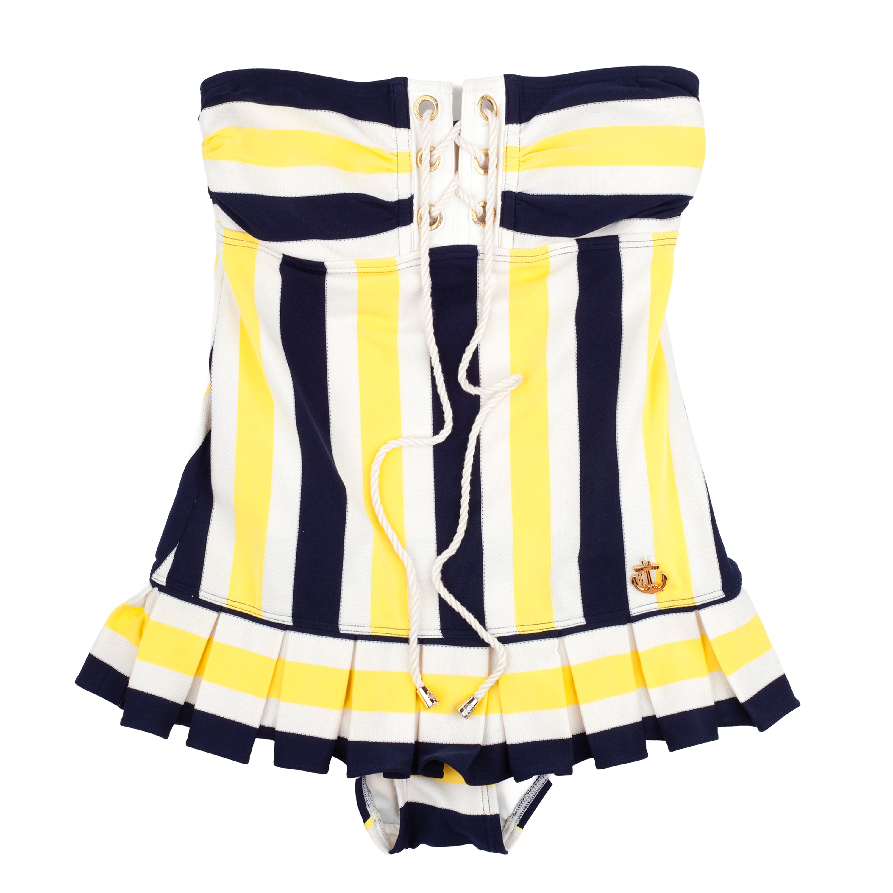 Juicy Couture Nautical Striped Corset One Piece Swimsuit