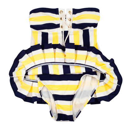 Juicy Couture Nautical Striped Corset One Piece Swimsuit