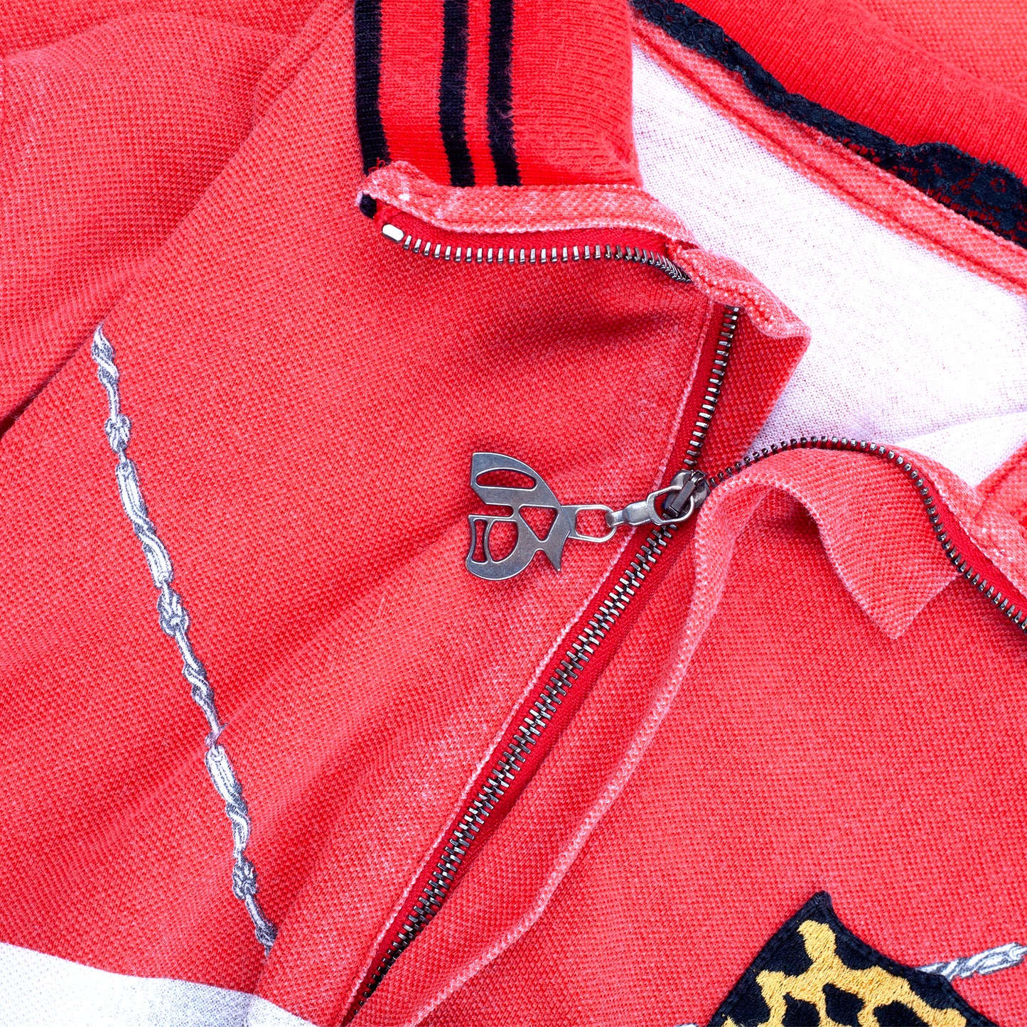 John Galliano S/S 2008 Gun & Crucifix Graphic Red Polo Shirt