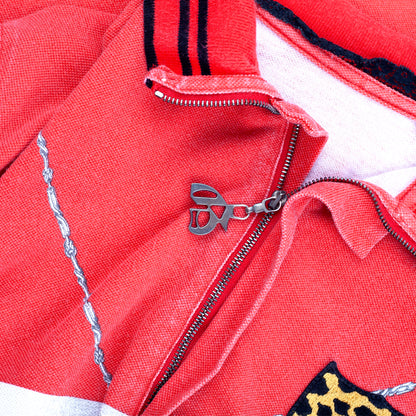John Galliano S/S 2008 Gun & Crucifix Graphic Red Polo Shirt