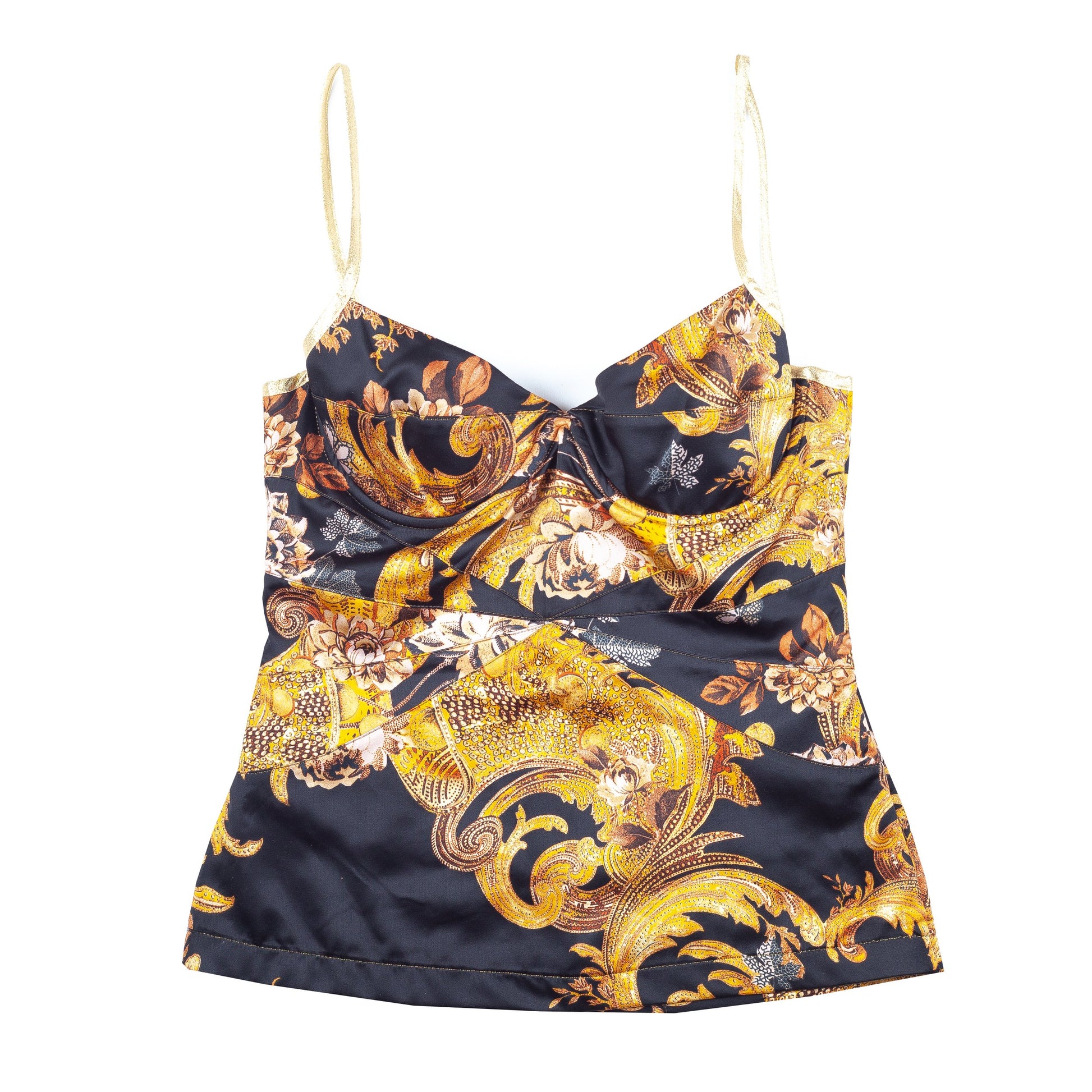 Just Cavalli Satin Bustier Top With Metallic Straps