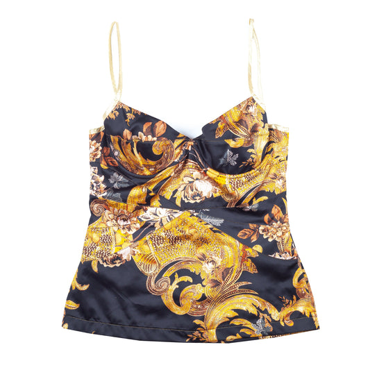 Just Cavalli Satin Bustier Top With Metallic Straps