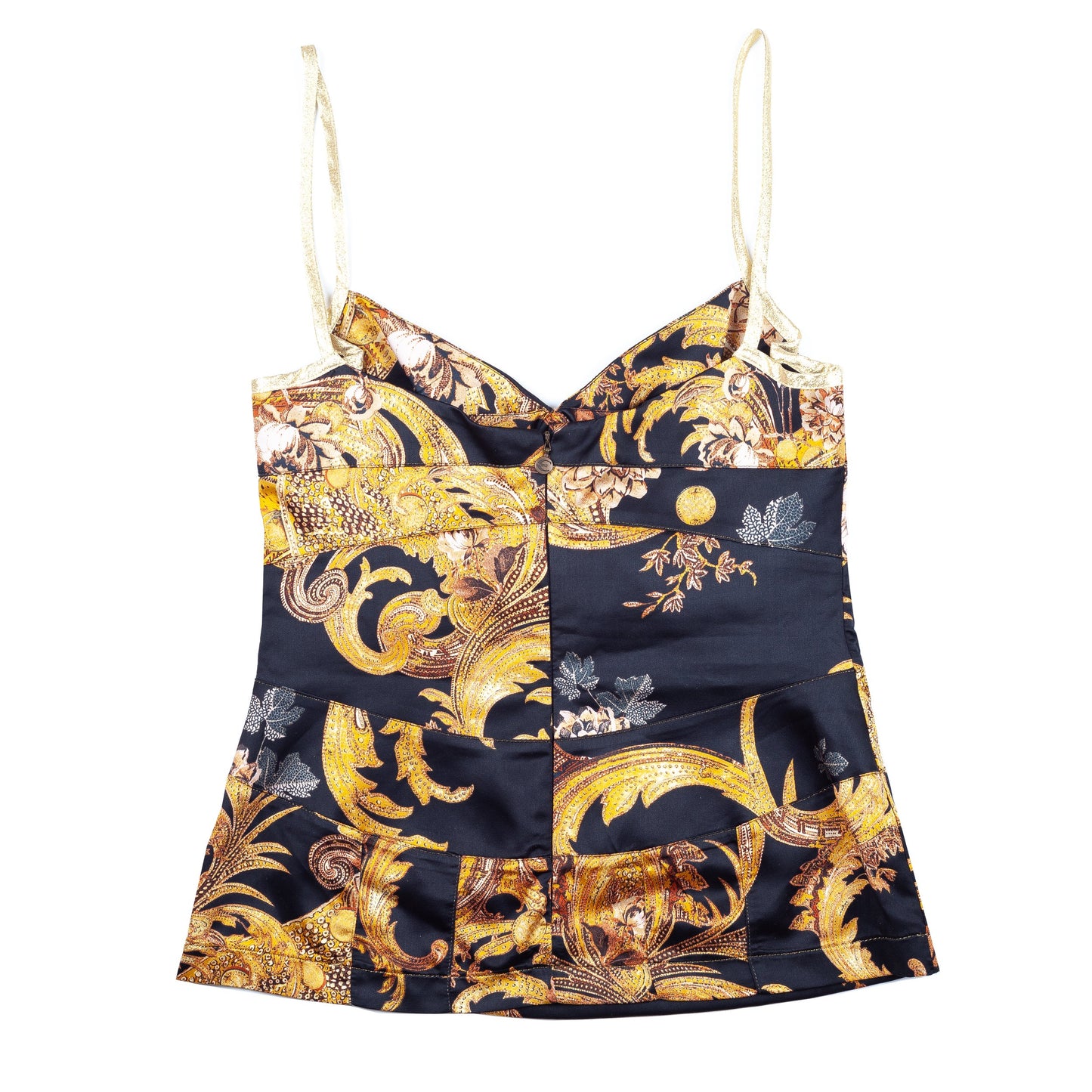 Just Cavalli Satin Bustier Top With Metallic Straps