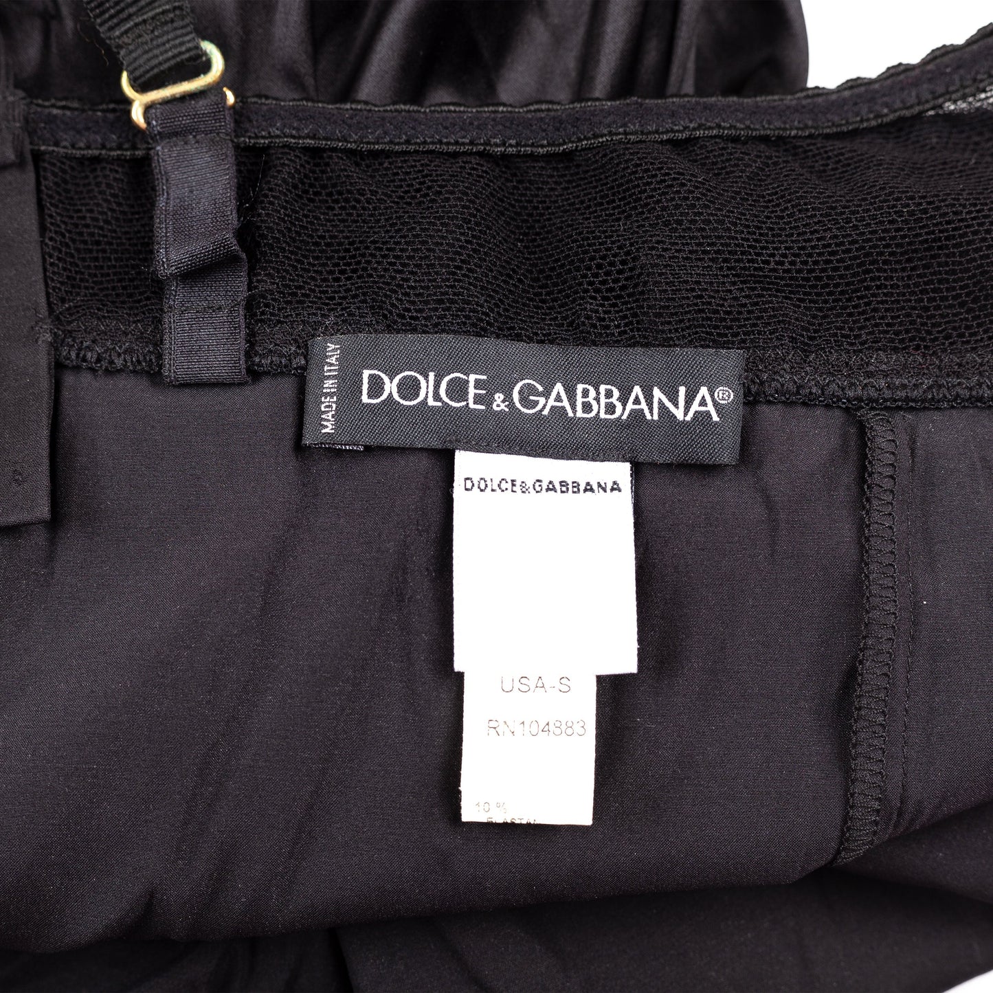 Dolce & Gabbana Black Satin Bustier Top With Crossed Straps