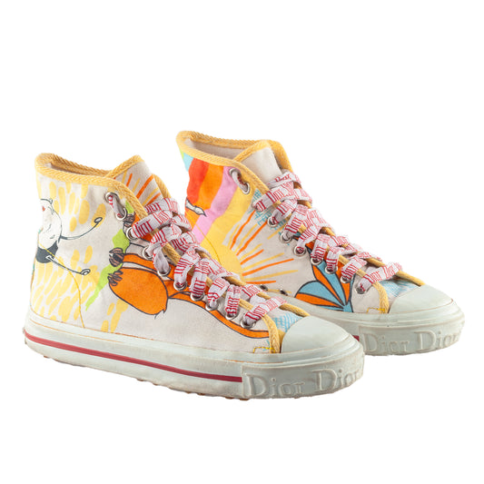 *RARE* Christian Dior S/S 2002 Cartoon Print Canvas Sneakers (36 EU)