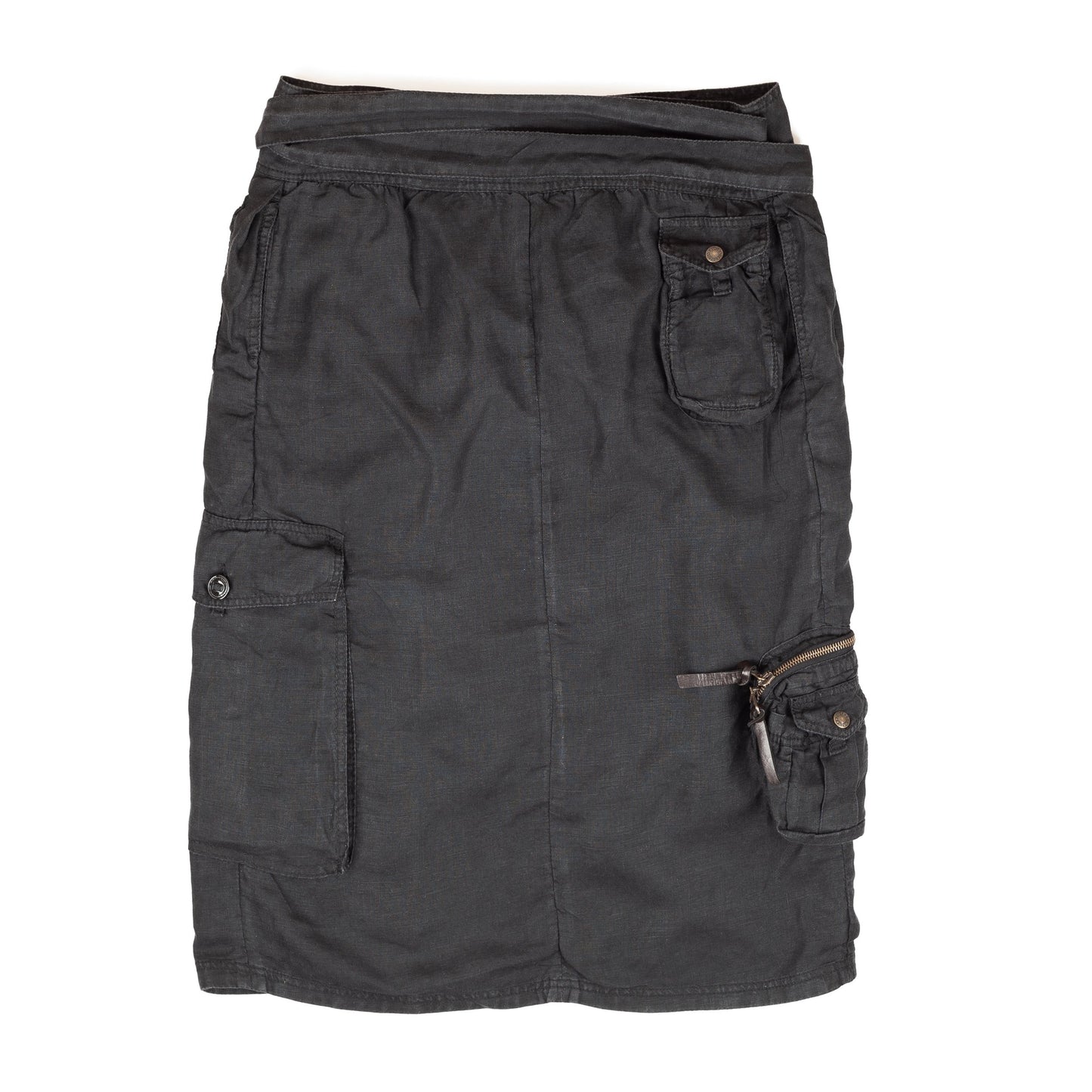 Dolce & Gabbana Linen Wrapped Cargo Black Skirt