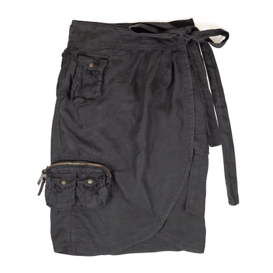 Dolce & Gabbana Linen Wrapped Cargo Black Skirt