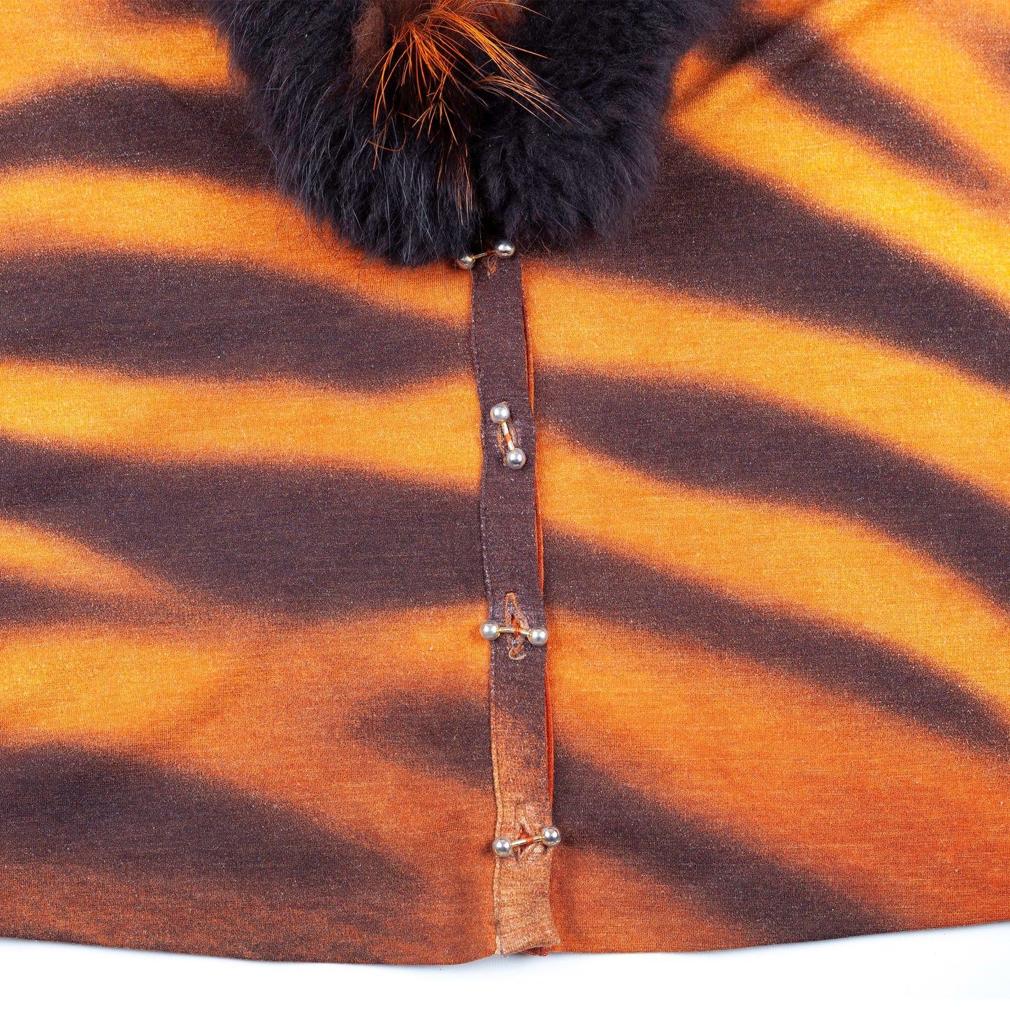 Roberto Cavalli 2000 Tiger Knit Cardigan Top With Faux Fur.