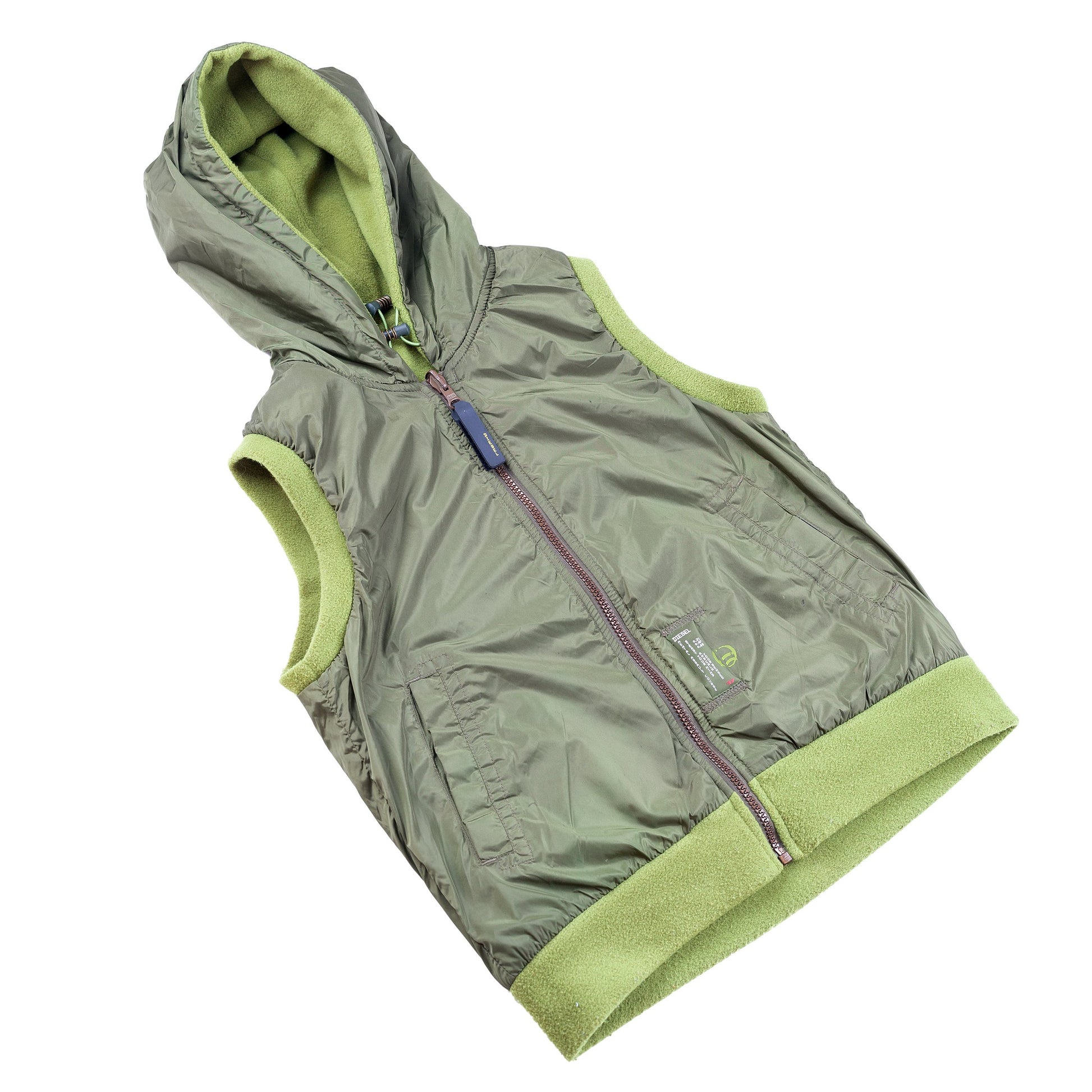 Diesel Reversible Fleece Sleeveless Green Vest