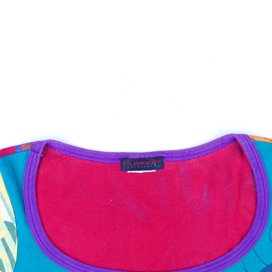Custo Barcelona Multicolor Vintage Dragon Print Crop Top (M)