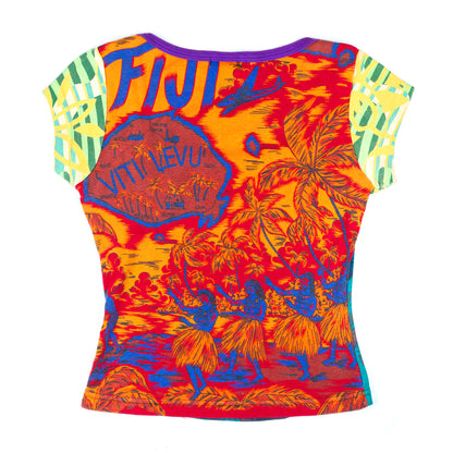 Custo Barcelona Multicolor Vintage Dragon Print Crop Top (M)