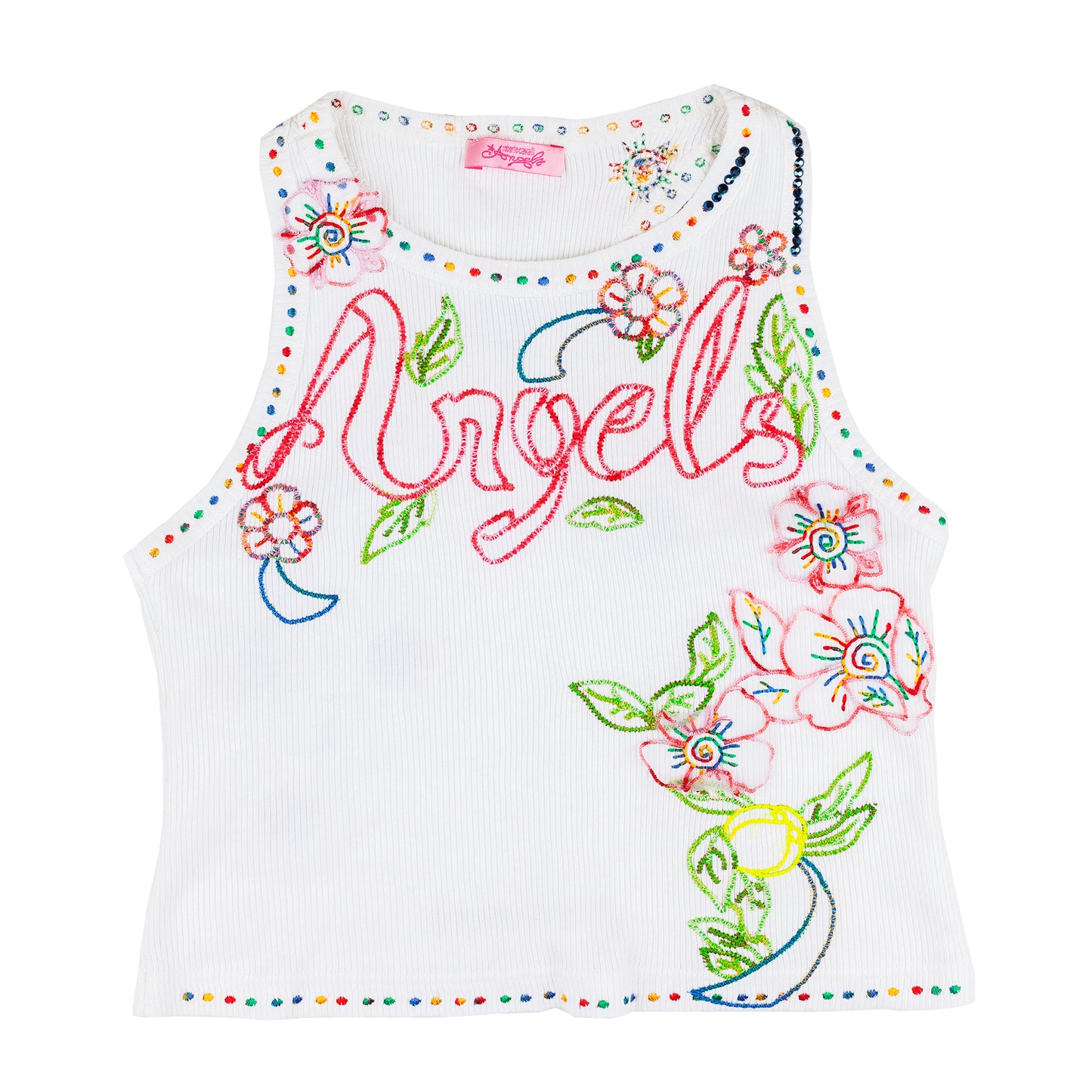 Roberto Cavalli Angels Embroidered White Tank Top (XS)