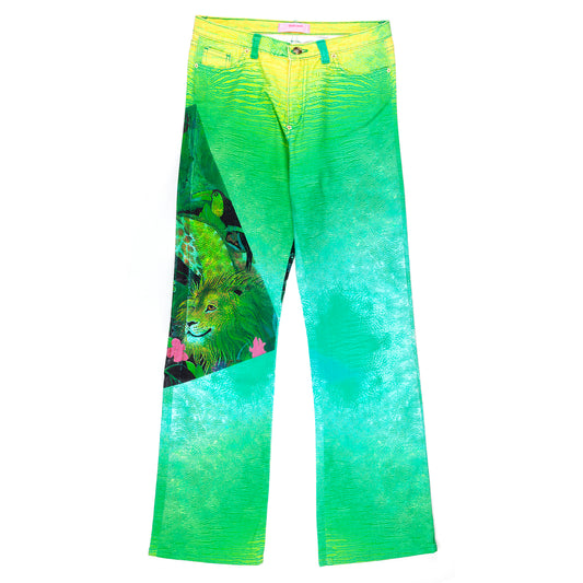 Roberto Cavalli Angel Blue/Green Printed Pants (S)