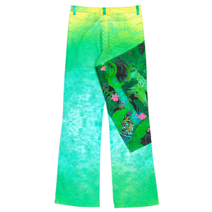 Roberto Cavalli Angel Blue/Green Printed Pants (S)