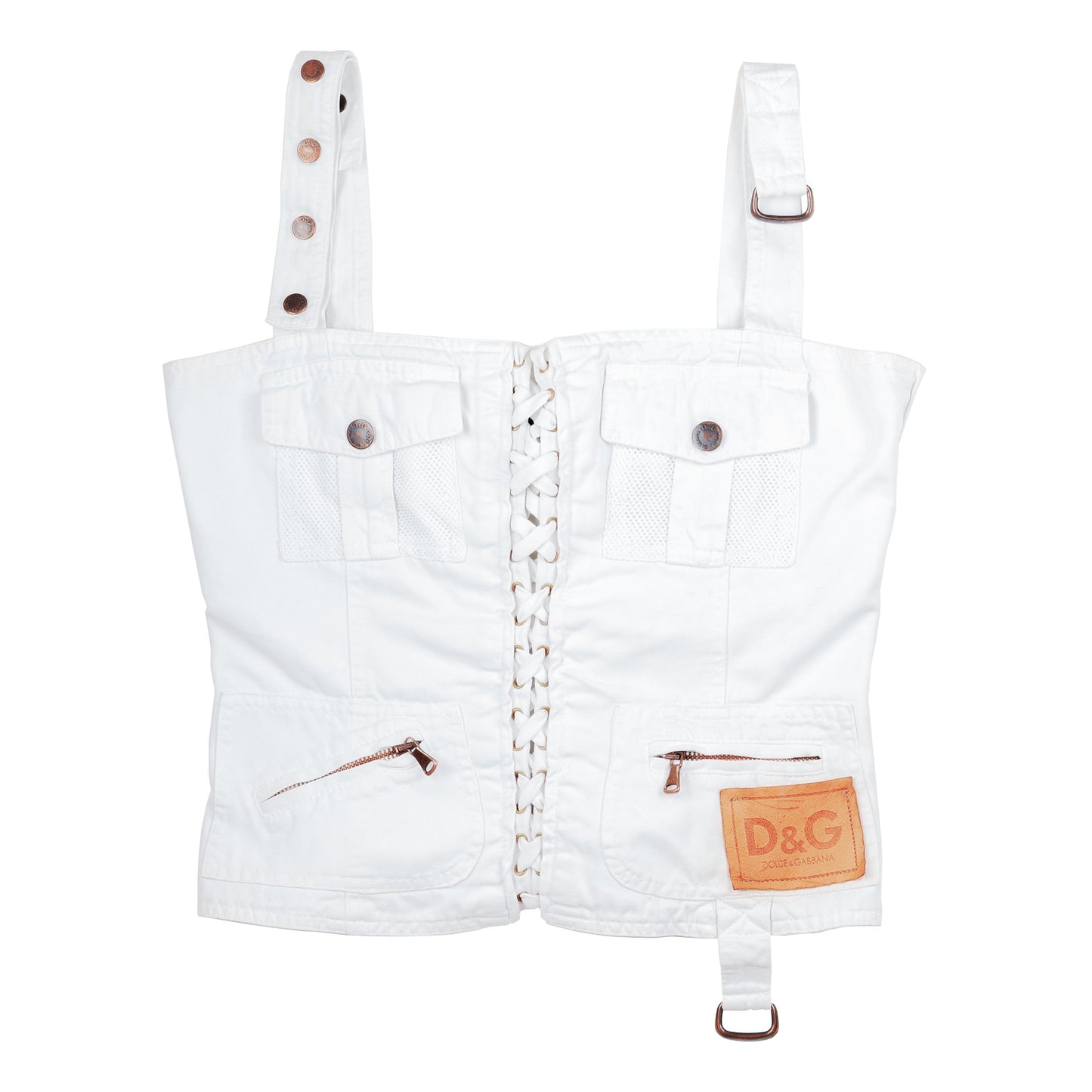 Dolce & Gabbana White Denim Bustier Top