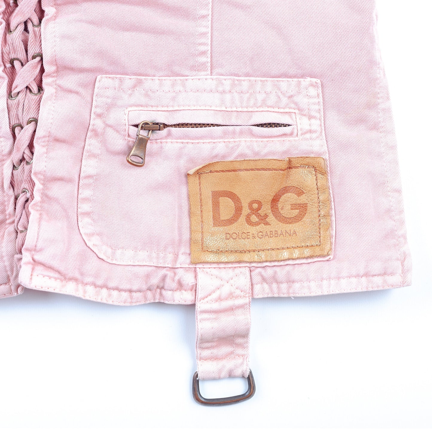 Dolce & Gabbana Pink Denim Bustier Top