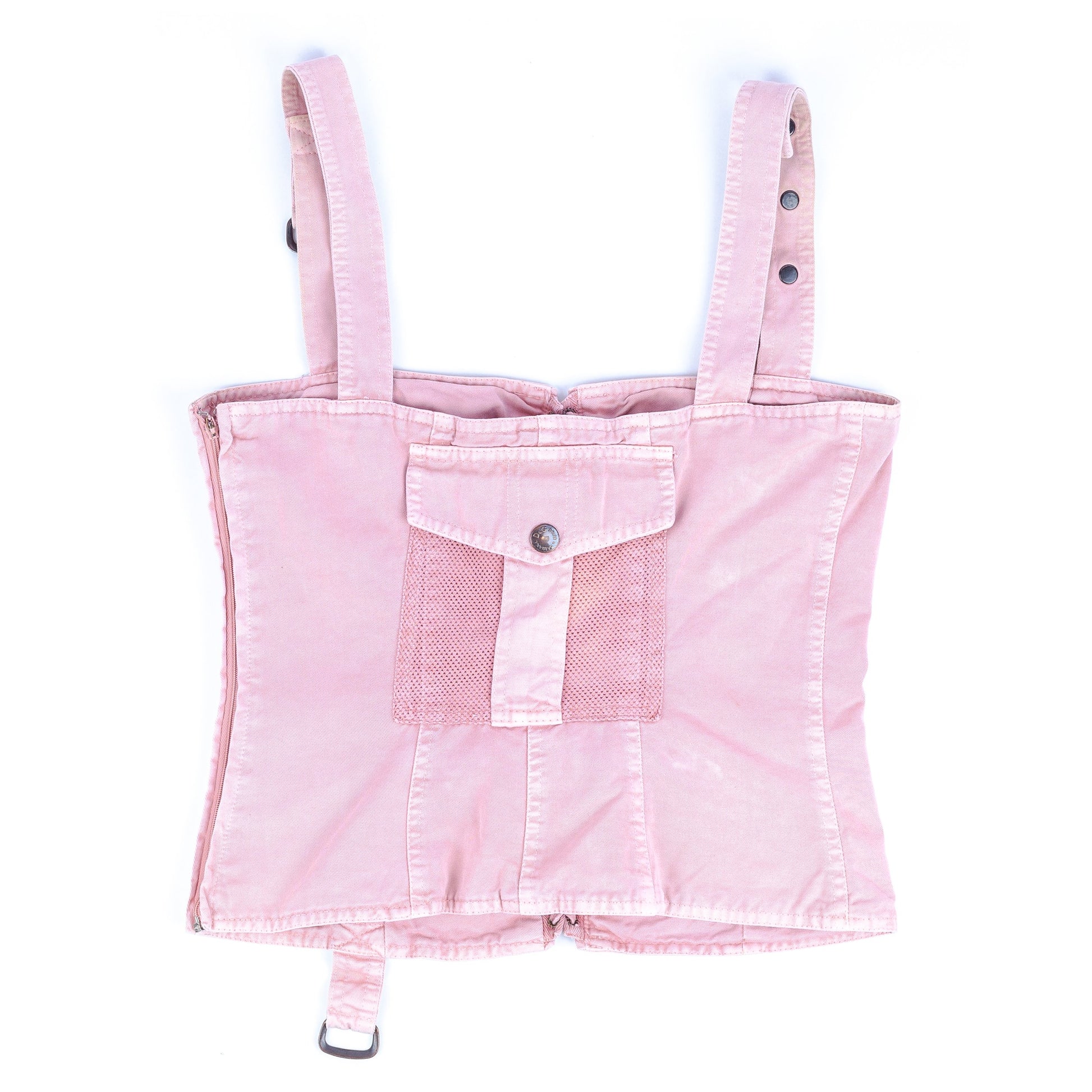 Dolce & Gabbana Pink Denim Bustier Top