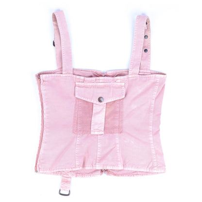 Dolce & Gabbana Pink Denim Bustier Top