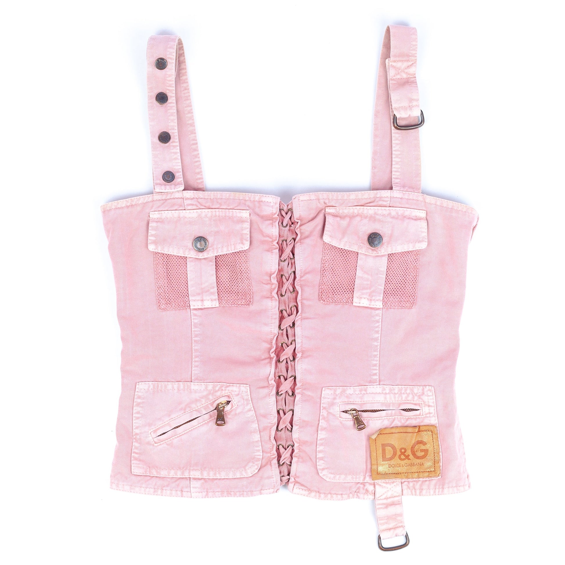 Dolce & Gabbana Pink Denim Bustier Top