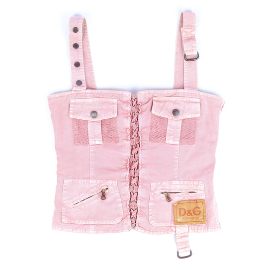 Dolce & Gabbana Pink Denim Bustier Top