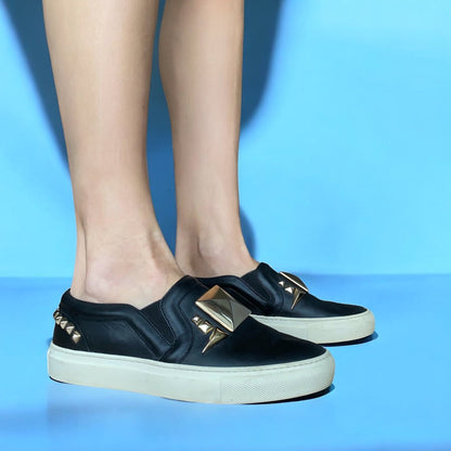 Givenchy Paris by Tisci Studded Black Leather Slip On Shoes