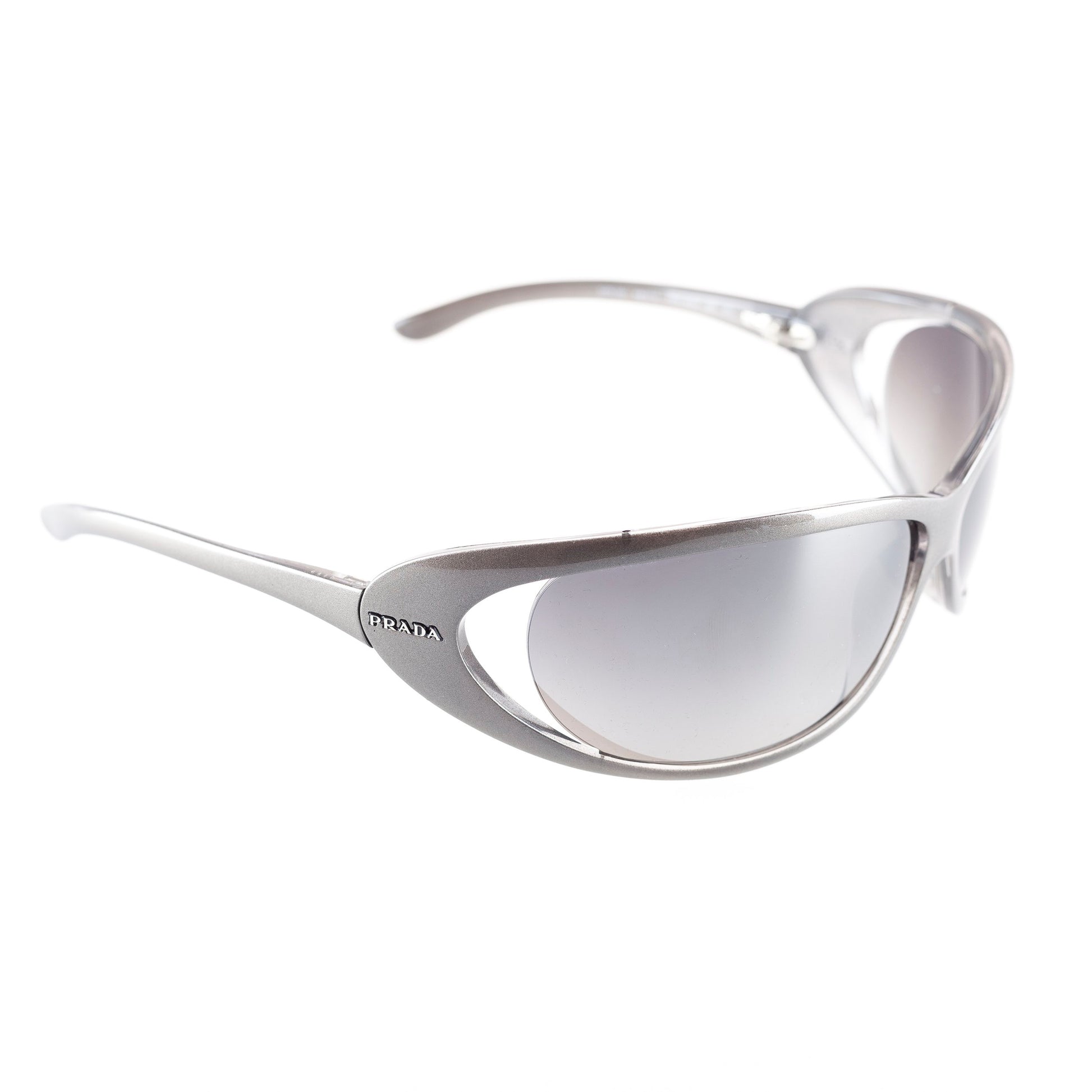 Prada SPR 051 Oval Metallic Gray Sunglasses