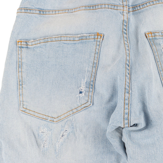 Pierre Balmain Blue Denim Distressed Biker Skinny Jeans