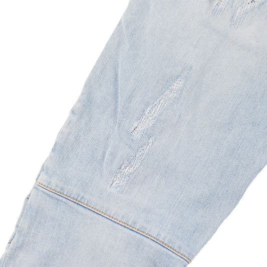 Pierre Balmain Blue Denim Distressed Biker Skinny Jeans