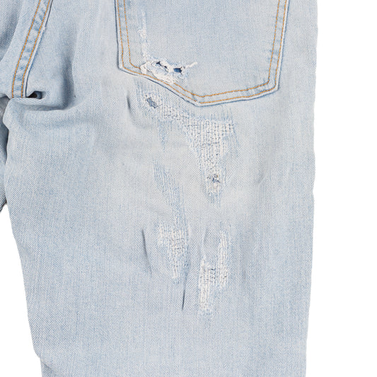 Pierre Balmain Blue Denim Distressed Biker Skinny Jeans