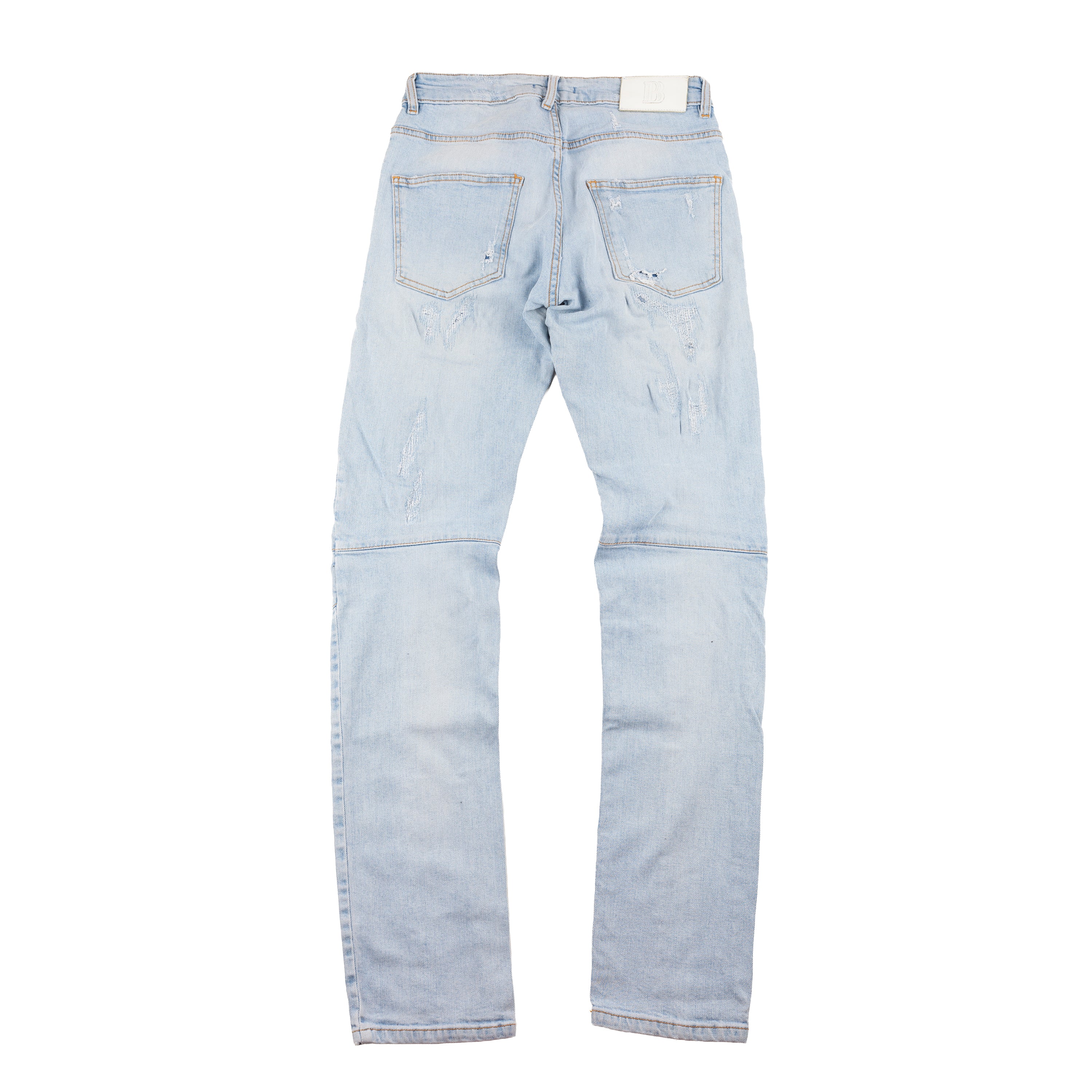 Pierre Balmain Blue Denim Distressed Biker Skinny Jeans