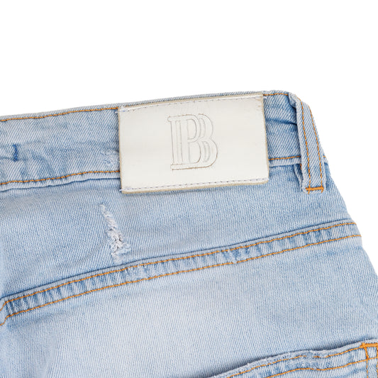 Pierre Balmain Blue Denim Distressed Biker Skinny Jeans