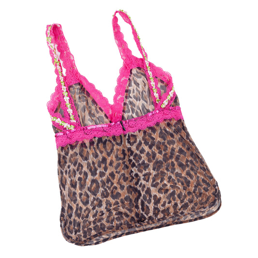 Dolce & Gabbana 1999 Cheetah Lace Camisole Top