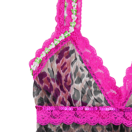 Dolce & Gabbana 1999 Cheetah Lace Camisole Top