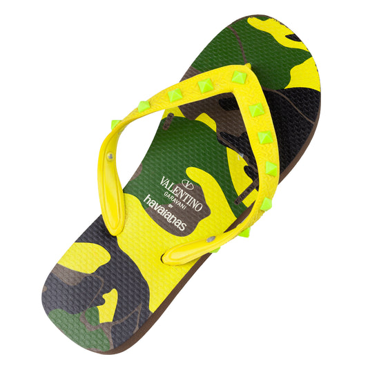 Valentino Garavani x Havaianas 2014 Camouflage Yellow Neon Flip Flops