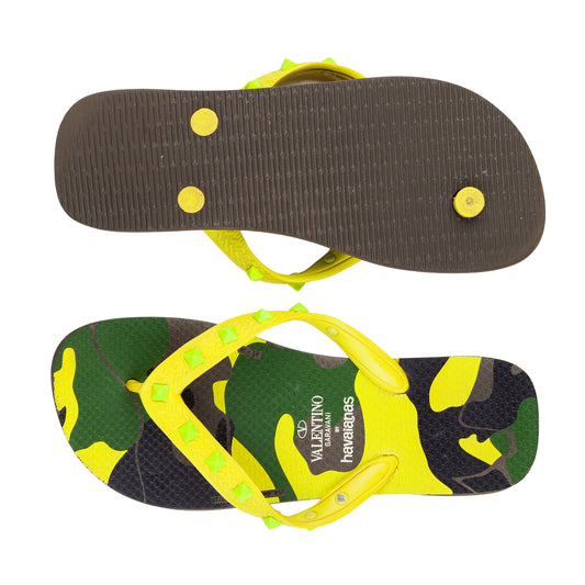 Valentino Garavani x Havaianas 2014 Camouflage Yellow Neon Flip Flops