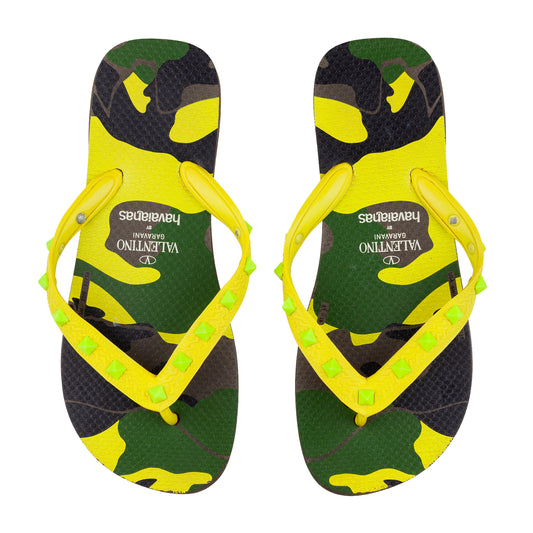 Valentino Garavani x Havaianas 2014 Camouflage Yellow Neon Flip Flops
