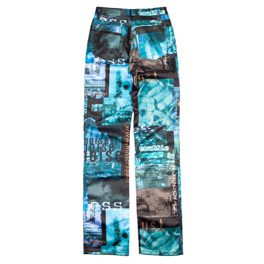 Moschino Rare Speed Money Dust Pollution Futuristic Blue Pants