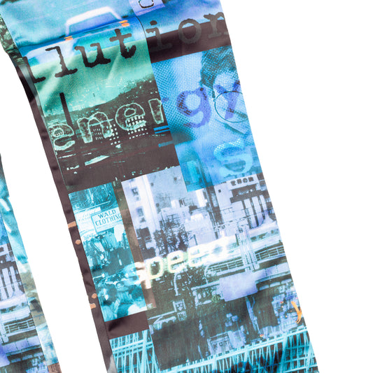 Moschino Rare Speed Money Dust Pollution Futuristic Blue Pants