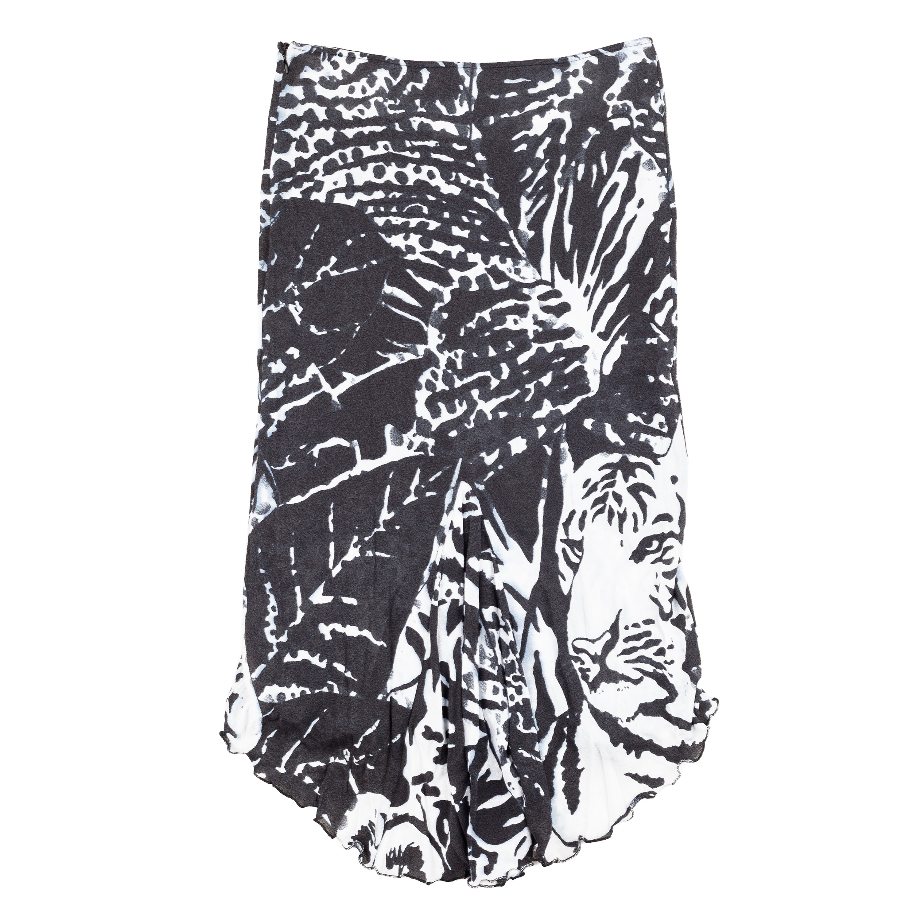 Roberto Cavalli CLASS Tiger Print Black/Blue Midi Skirt