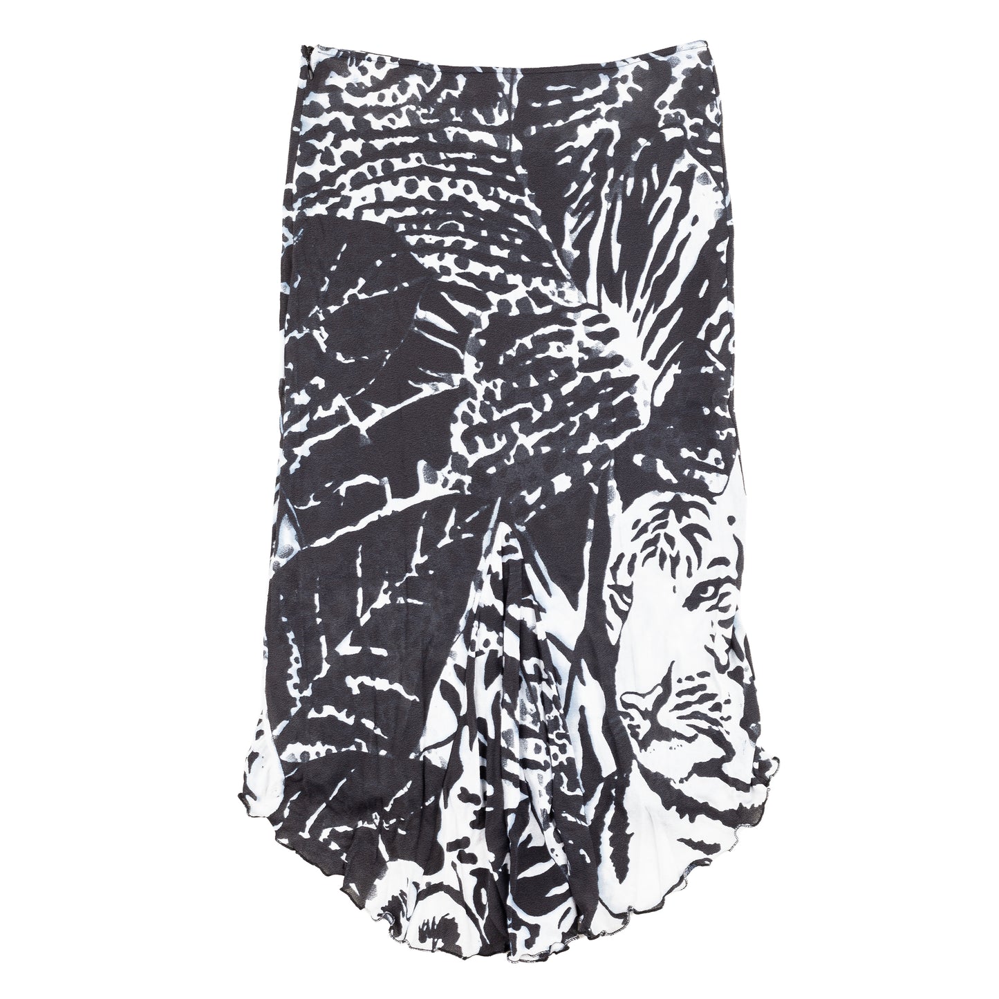 Roberto Cavalli CLASS Tiger Print Black/Blue Midi Skirt