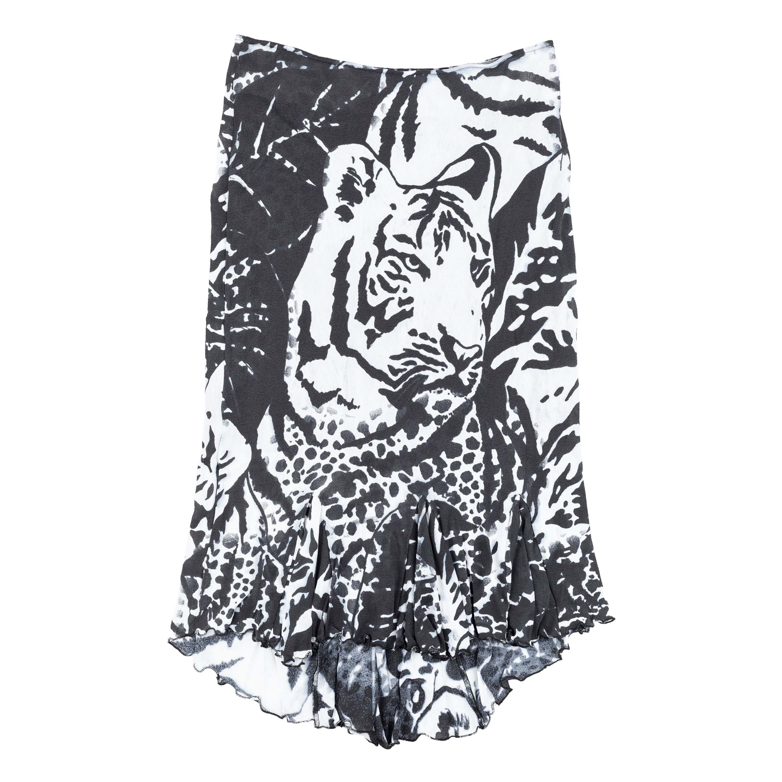 Roberto Cavalli CLASS Tiger Print Black/Blue Midi Skirt