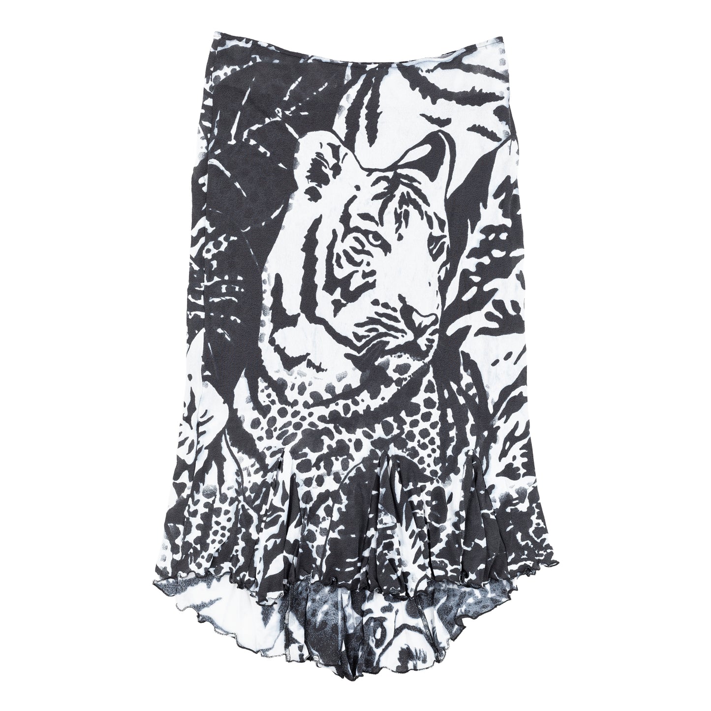 Roberto Cavalli CLASS Tiger Print Black/Blue Midi Skirt